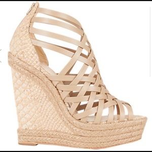 Christian Louboutin Snakeskin Nude Wedges